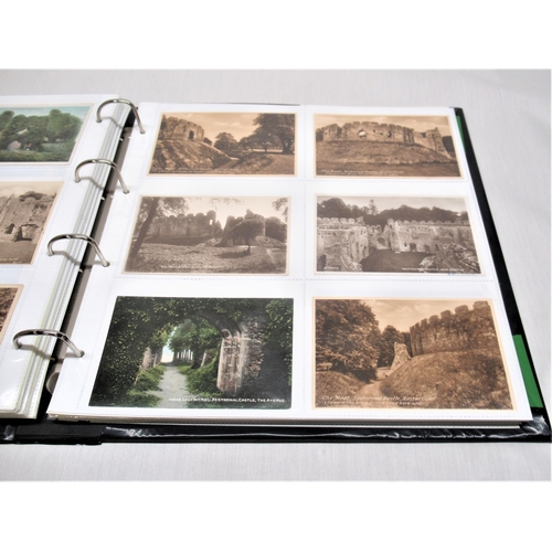 778 - Folder containing approximately three hundred and fifty postcards of castles such as Ravensworth, Re... 