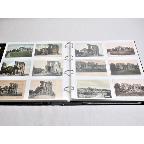 787 - Folder containing approximately four hundred postcards of castles such as Crayke, Criccieth, Denbigh... 