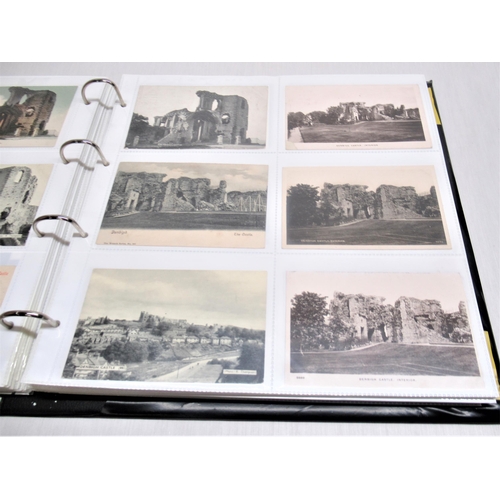 787 - Folder containing approximately four hundred postcards of castles such as Crayke, Criccieth, Denbigh... 