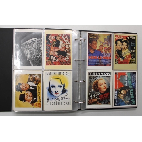 771 - Postcard album of 1970s to 1990s modern and reproduction postcards relating to jazz, music, cinema a... 