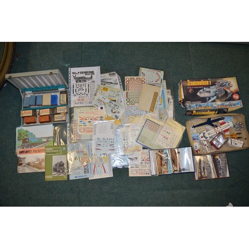 70 - Large quantity of aircraft model kit transfers, most unused, an Airfix Starcruiser 1 model (built, A... 