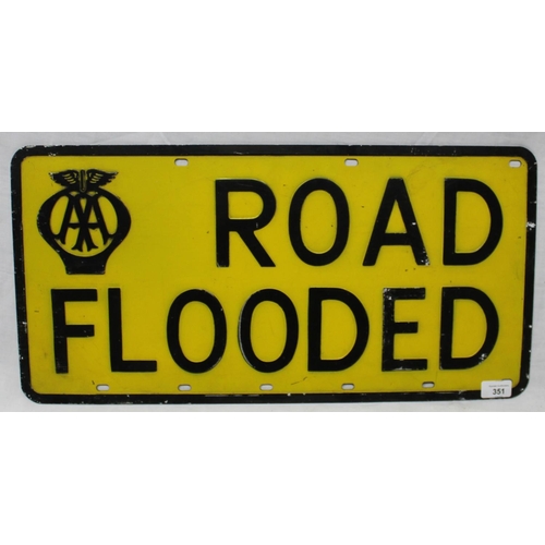 351 - Vintage AA Road Flooded metal road sign, made by Hills Staines of London 610mm x 350mm