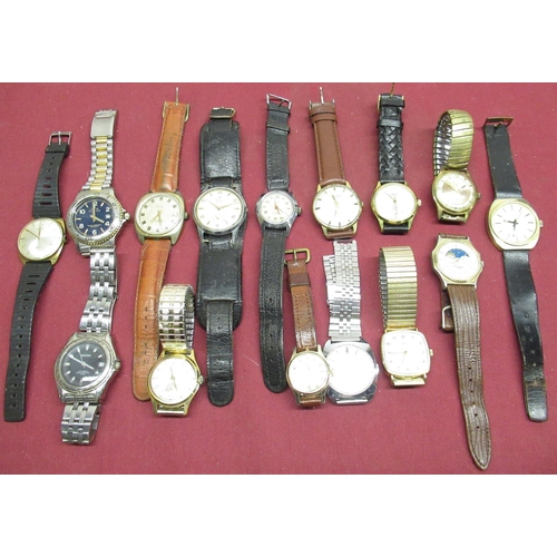 119 - Irno 1950's chrome plated wristwatch on leather bund military style strap and a collection of hand w... 