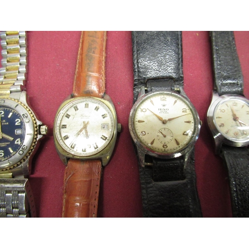 119 - Irno 1950's chrome plated wristwatch on leather bund military style strap and a collection of hand w... 