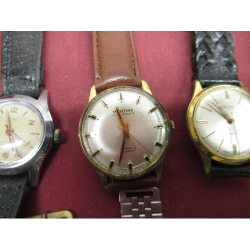 119 - Irno 1950's chrome plated wristwatch on leather bund military style strap and a collection of hand w... 