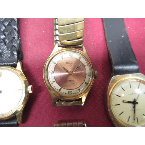 119 - Irno 1950's chrome plated wristwatch on leather bund military style strap and a collection of hand w... 