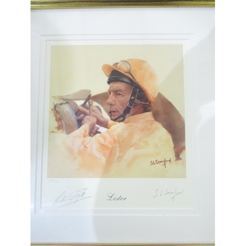 783 - After S L Crawford (Contemporary); Champion jockey Lester Piggot Ltd ed. colour print No 1186/1500, ... 