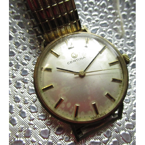 73 - Certina gold cased hand wound wrist watch, 2 piece case hallmarked 375 and numbered 30193.  Certina ... 