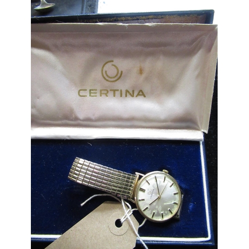 73 - Certina gold cased hand wound wrist watch, 2 piece case hallmarked 375 and numbered 30193.  Certina ... 