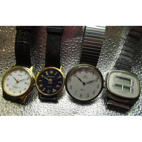 78 - 1970's Avia LCD alarm, stainless steel case on matching bracelet and screw off case back, three othe... 