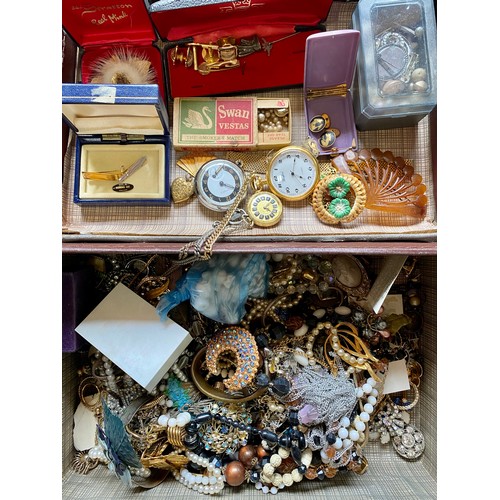 67 - Collection of costume jewellery including necklaces, brooches, rings, hat pins, pin sticks, etc