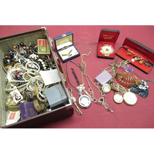 67 - Collection of costume jewellery including necklaces, brooches, rings, hat pins, pin sticks, etc