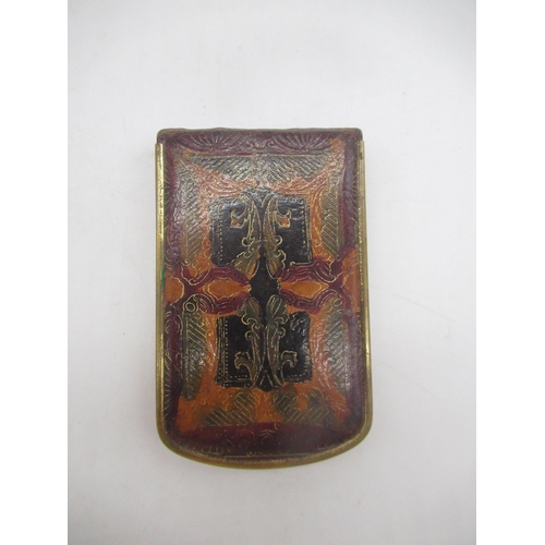 236 - Misuri brown and black gilt-tooled leather compact, a smaller Mondaine painted gilt-tooled leather c... 