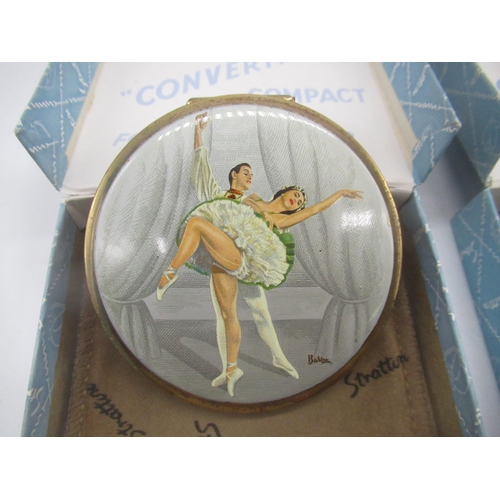 241 - Stratton circular compact front with ballet dancing couple signed Cecil Golding, another Stratton co... 
