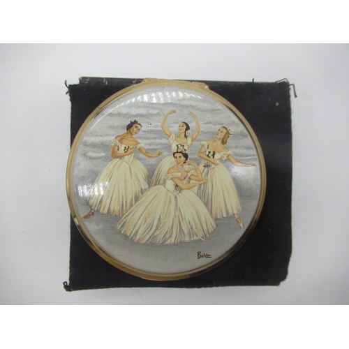 242 - Baron for Stratton compact with ballerinas posing on a light blue ground, another similar with cobal... 