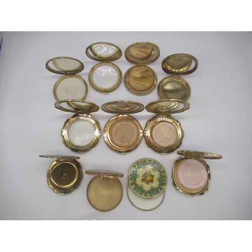 270 - Six Stratton compacts with floral covers, a Melissa compact with floral cover, three compacts with f... 