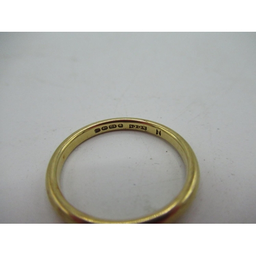 12 - Hallmarked 18ct yellow gold wedding band, size M1/2, 2.6g
