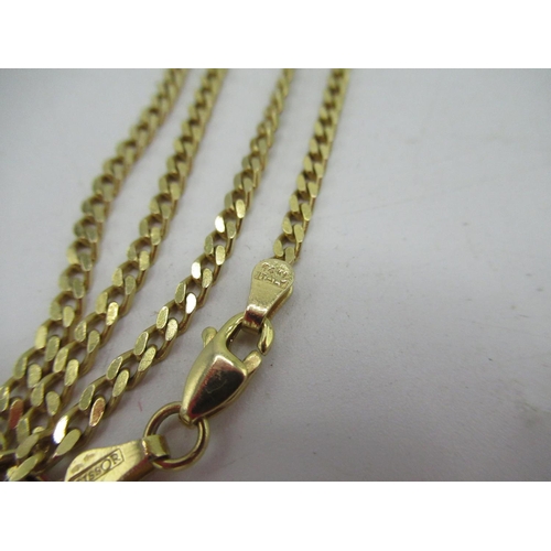 21 - 14ct yellow gold flat curb chain necklace with lobster claw clasp stamped 14Kt, L60cm, 11.2g