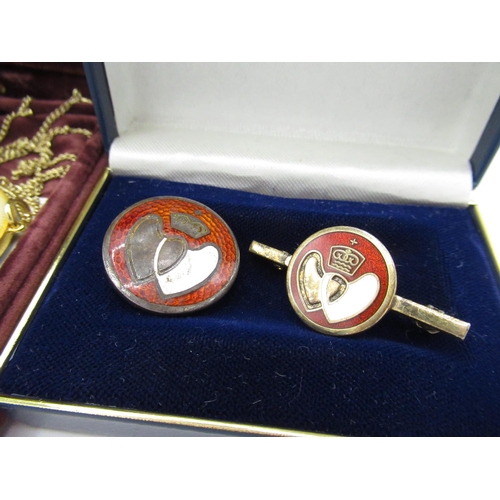 26 - Hallmarked Sterling silver gilt Blood Donor bar brooch and another hallmarked Sterling silver circul... 