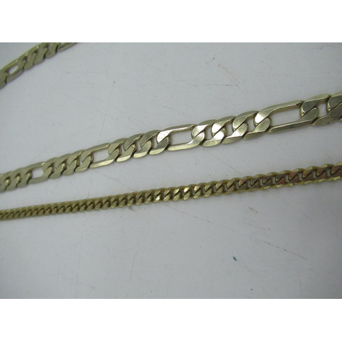 44 - 18ct yellow gold plated flat figaro chain necklace, L50cm, 31.5g another 18ct yellow gold plated fla... 