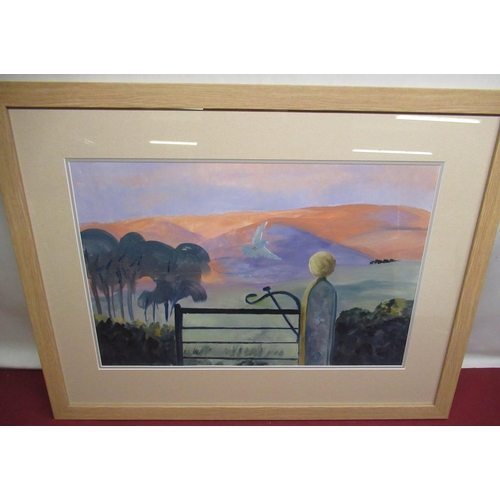 5 - Phyll Bryning (British Contemporary): 'Sunset over Skiddaw' oil on paper, 35cm x 53cm