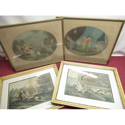 8 - Pair of lithographs studies of children and pair of French coloured lithographs, max 34cm x 40cm (4)