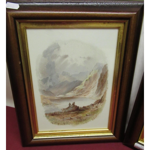 14 - Pair of framed water colours on milk glass depicting mountainous landscape scenes signed F.Shiott 31... 