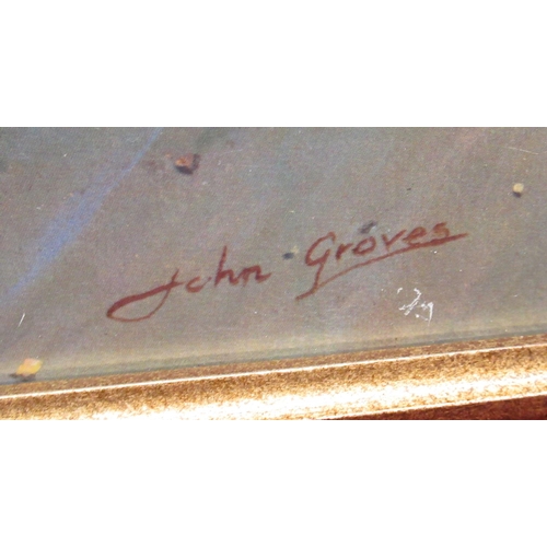 17 - After John Groves (British b.1937); Inspecting The Catch, colour print, 50cm x 75cm
