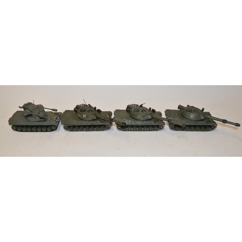 644 - Collection of Dinky and Solido diecast military armour models including 3 Dinky Leopard MBTs (all wo... 