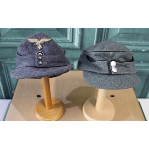 106 - WWII 1942 German Heer infantryman's ski cap with soldiers name and 1944 Luftwaffe Heer cap with Luft... 