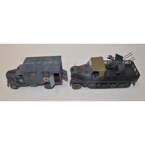 638 - 3 Forces of Valor 1/35 diecast armour models, SD.Kfz 7/1 with 2cm Flakvierling 38., German 4x4 ambul... 