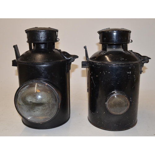 588 - Two large railwayman's signal lamps (2)