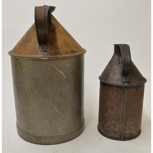 590 - Two railway related oil cans, one marked GWR on stopper, D21.5cm approx H37cm, other BR on funnel, D... 