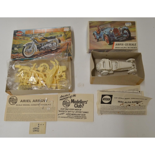 679 - 4 model car kits: Airfix 1/16 Ariel Arrow motorbike, unstarted, Airfix 1/32 1930 4.5 Ltr Bentley Blo... 