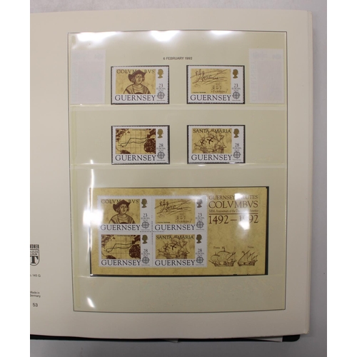 812 - Guernsey Lindner Stamp album 1991-1999, mint and unused with hinged duplicates (500+) together with ... 