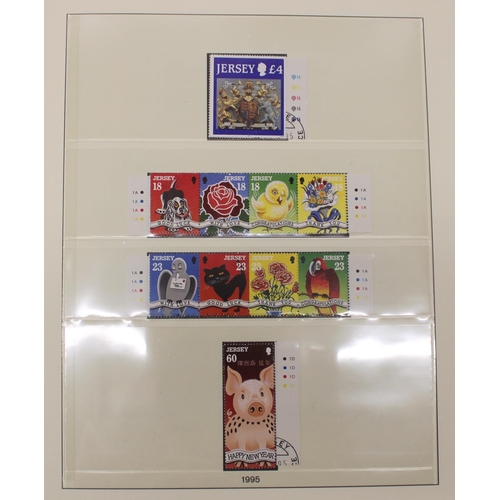 813 - Jersey Lindner Stamp album 1991-1999 mint and unused with hinged duplicates (400+) together with a 1... 