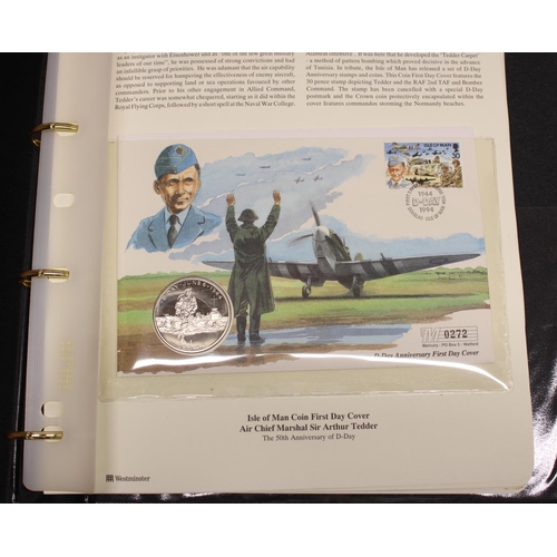 841 - History of WW2, two First Day Cover albums filled with D-Day anniversary coin covers
