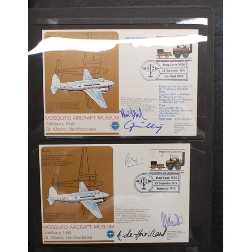 843 - Collection of c1970s to 1980s Mosquito Aircraft Museum FDCs in black folder, most with signatures of... 