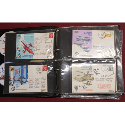 846 - RAF Museum Air Display series FDCs in black album, majority signed by display crew, (approx 55 with ... 
