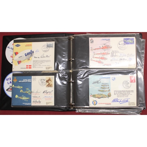 846 - RAF Museum Air Display series FDCs in black album, majority signed by display crew, (approx 55 with ... 