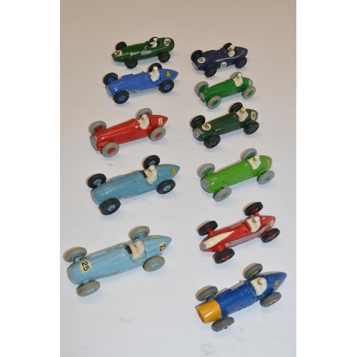 683 - Eleven vintage diecast racing cars, including Dinky, Talbot, Lago, no.230, Dinky Ferrari 232, Cresce... 