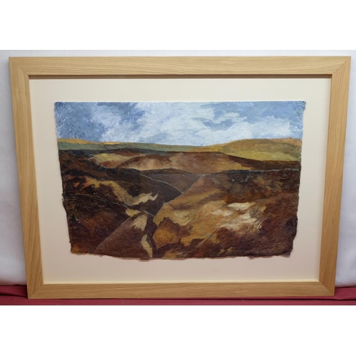 34 - Phyll Bryning (British Contemporary): 'Swaledale Man's Footsteps' oil on paper, signed, inscribed an... 
