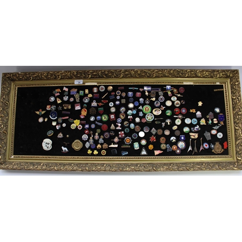 26 - Selection of various civilian enamel and other association badges, mounted and framed (approx. 160)
