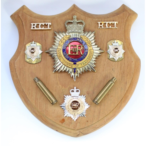 34 - Regimental shield plaques including Royal Corps of Transport, 3rd Royal Tank Regt, 16/5 Queens Royal... 