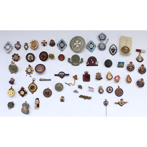 36 - Selection of vintage and modern enamel club and association badges, including hallmarked silver Mens... 
