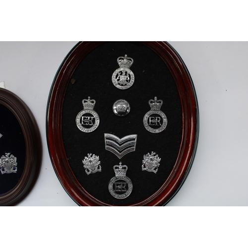 67 - Good collection of British police cap badges and helmet badges, mostly mounted and framed with some ... 