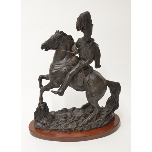 460 - Cast bronze figure of mounted Light Brigade officer by Heredities, catalogue no. DG17, H12