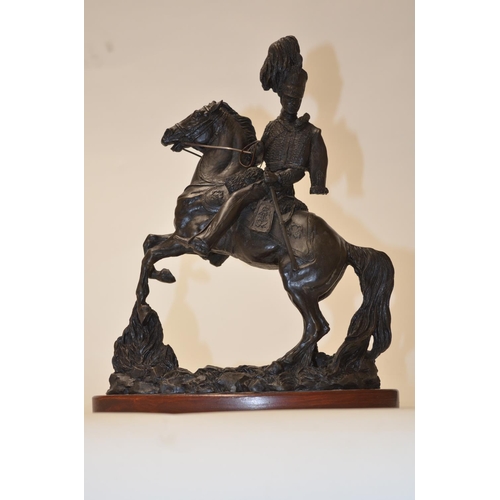 460 - Cast bronze figure of mounted Light Brigade officer by Heredities, catalogue no. DG17, H12