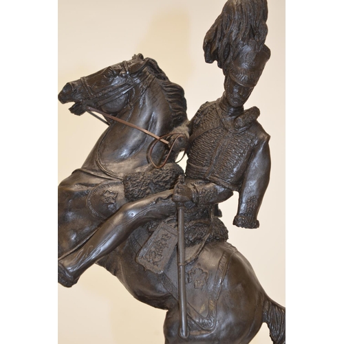 460 - Cast bronze figure of mounted Light Brigade officer by Heredities, catalogue no. DG17, H12