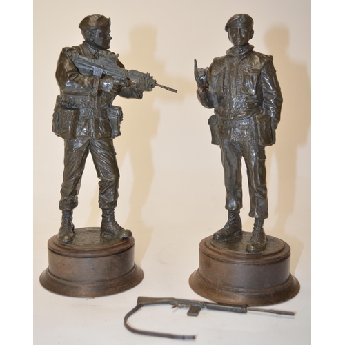 461 - Four bronze cast figures of British soldiers by Peter Hicks (two modern and two Victorian era).
Heig... 